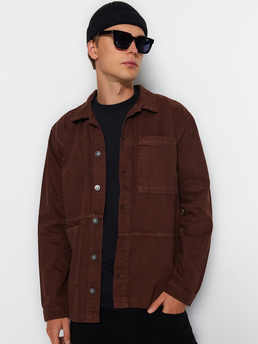 

Trendyol Pure Cotton Denim Jacket, Brown