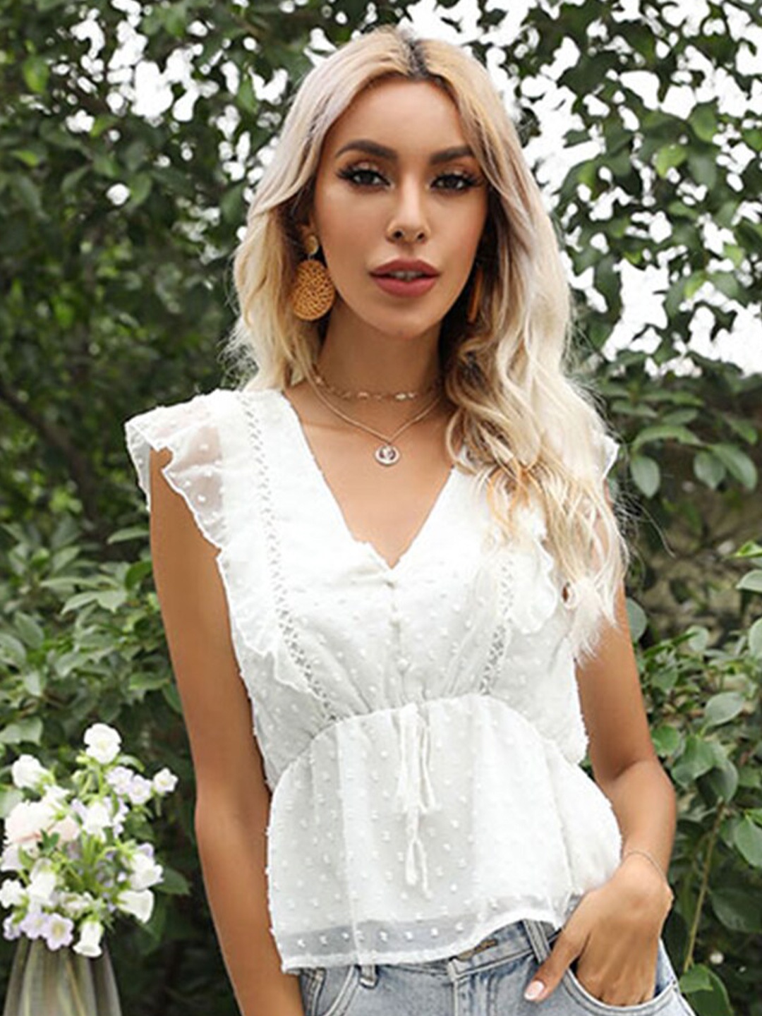 

StyleCast Cinched Waist Crop Top, White