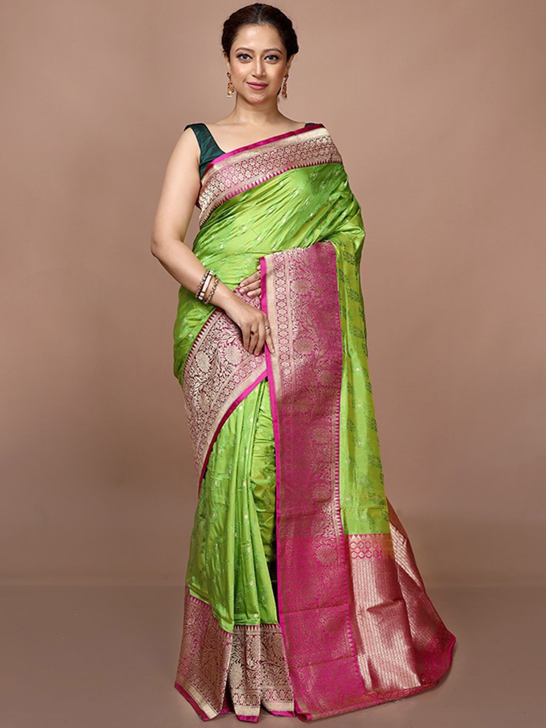 

AllSilks Woven Design Zari Pure Silk Saree, Green