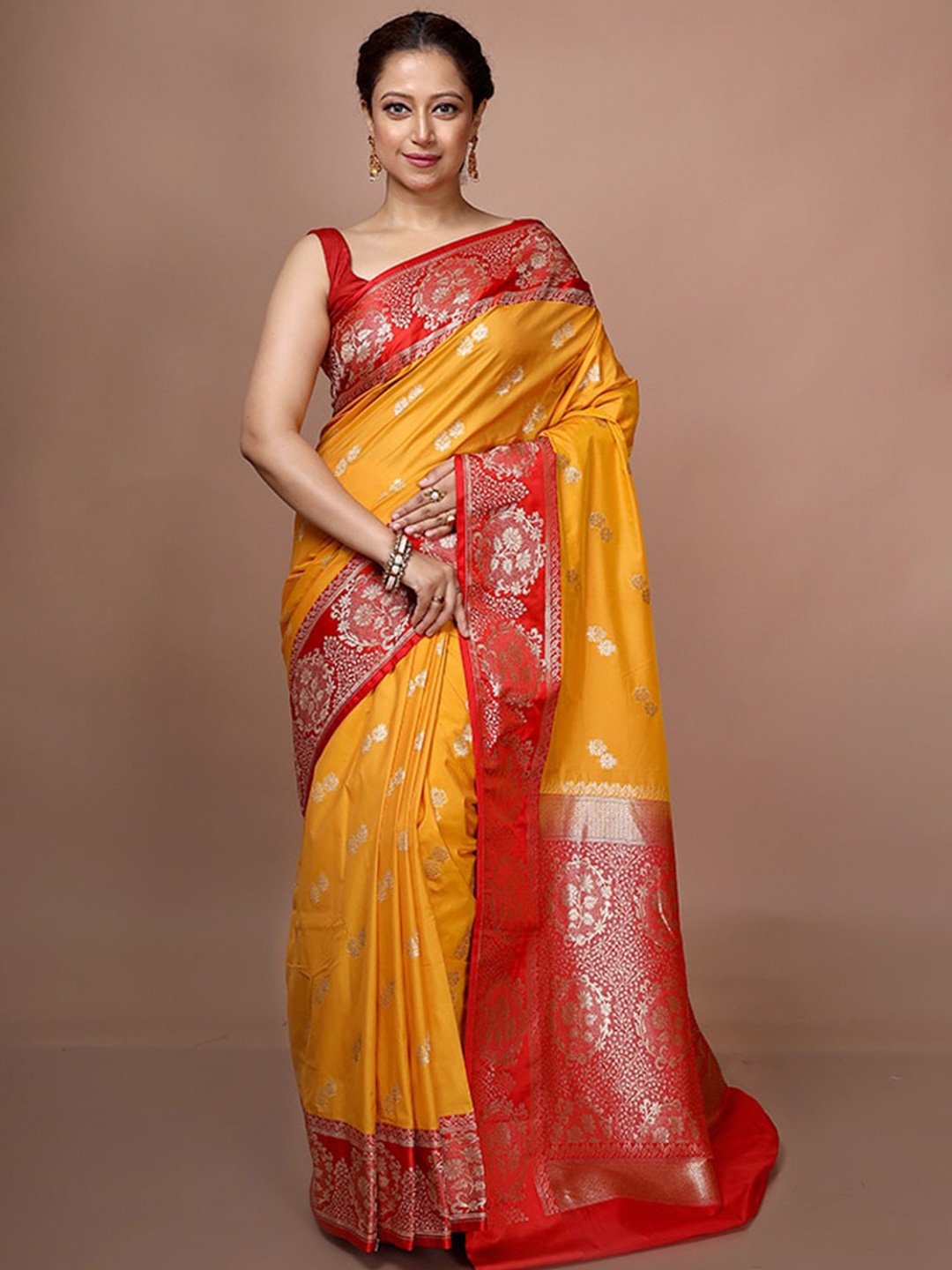 

AllSilks Ethnic Motifs Woven Design Zari Saree, Yellow