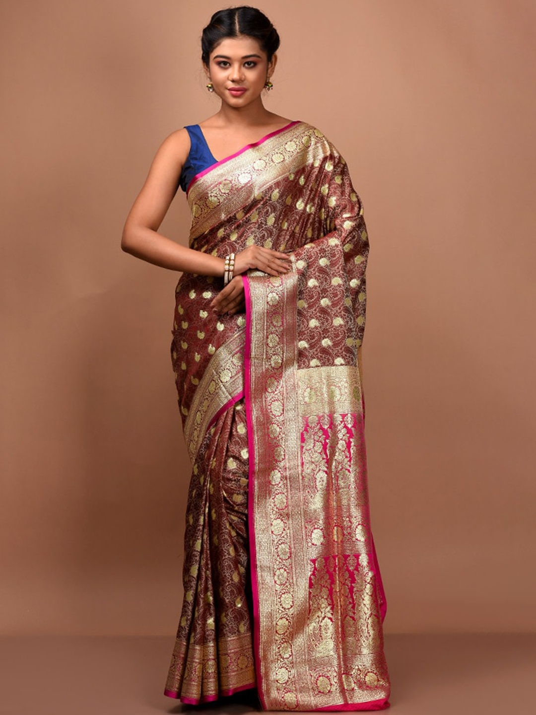 

AllSilks Floral Woven Design Zari Banarasi Saree, Maroon