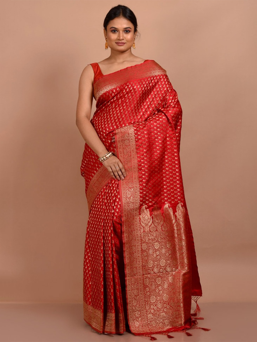 

AllSilks Paisley Woven Design Zari Saree, Maroon