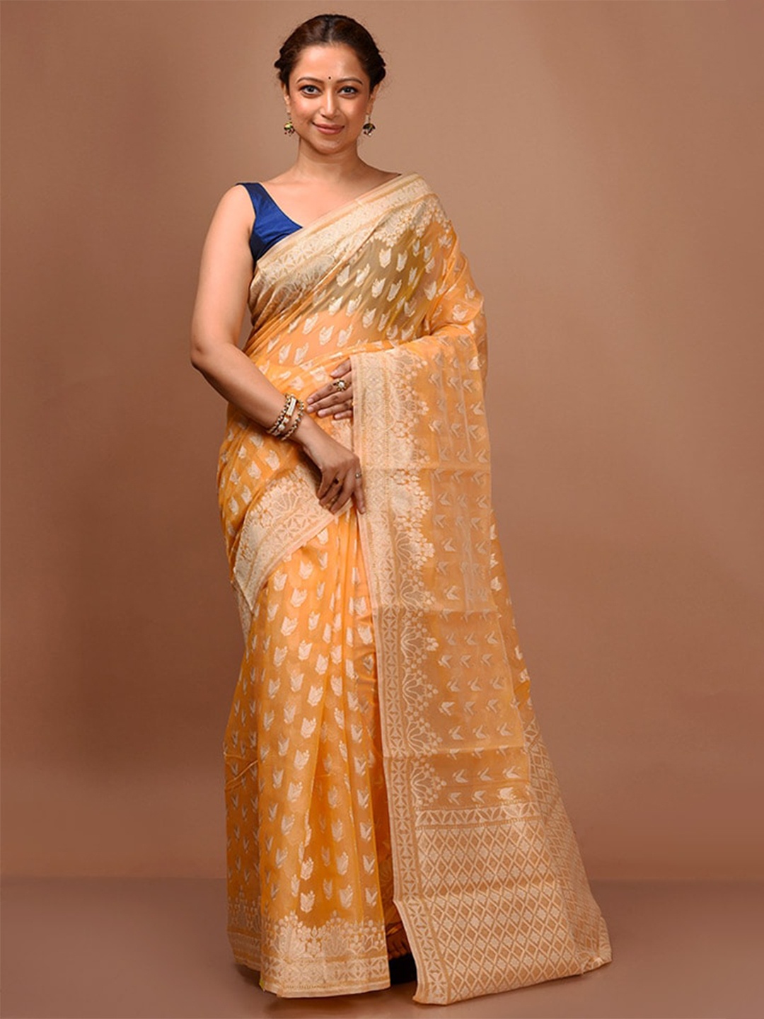 

AllSilks Ethnic Motifs Woven Design Zari Saree, Yellow