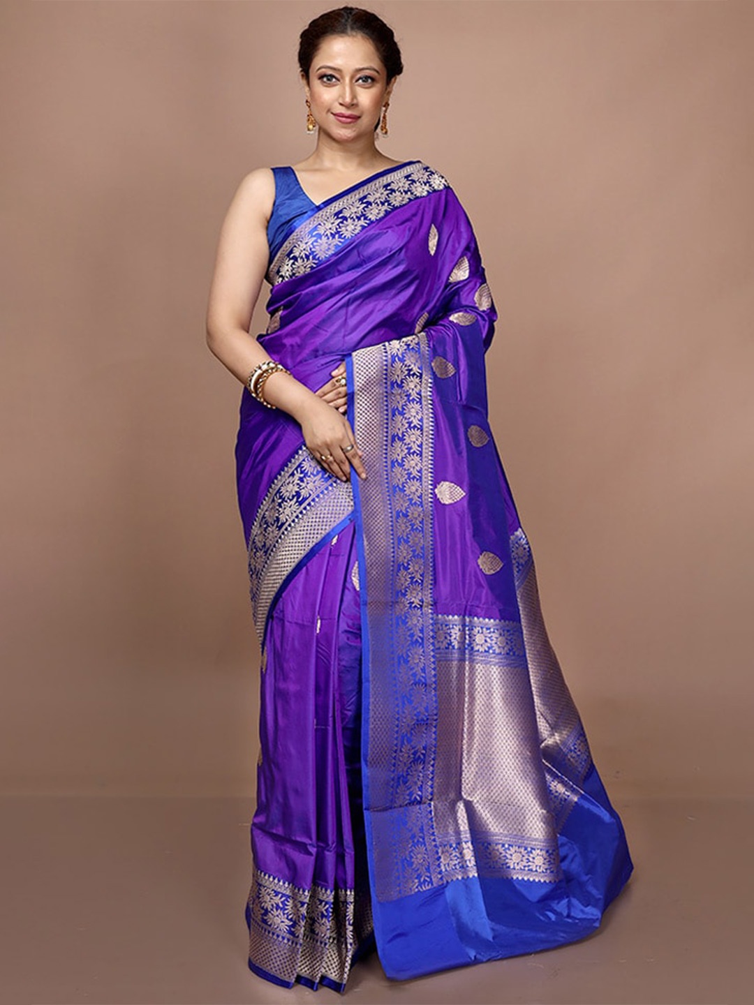 

AllSilks Woven Design Zari Pure Silk Saree, Purple