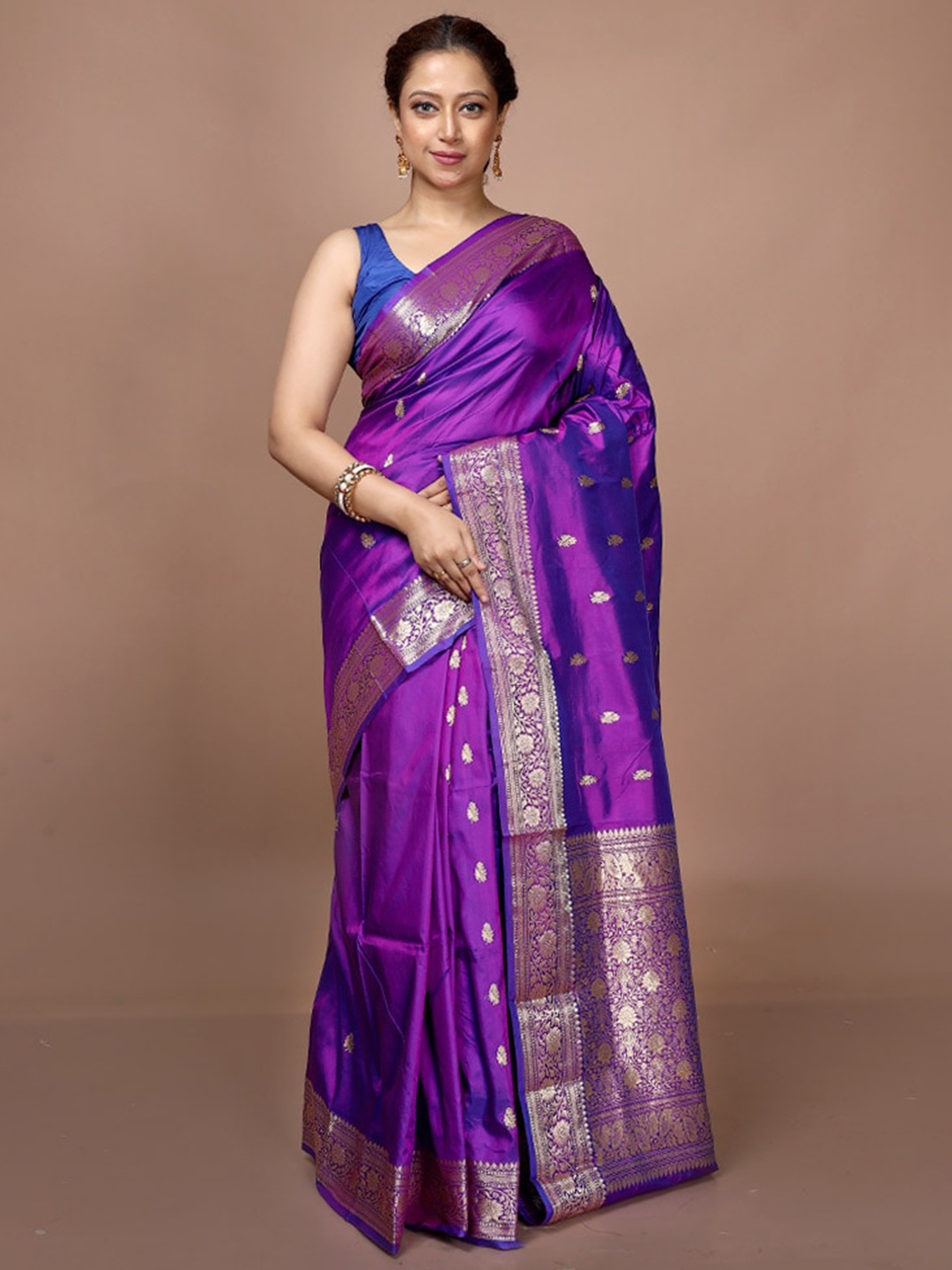 

AllSilks Ethnic Motifs Zari Pure Silk Saree, Purple