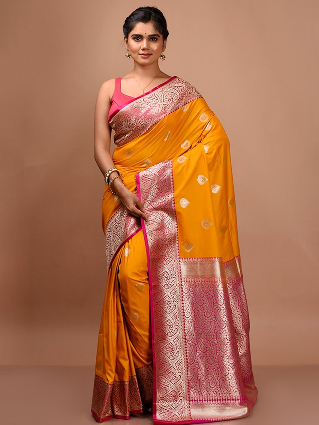 

AllSilks Ethnic Motifs Woven Design Zari Saree, Yellow