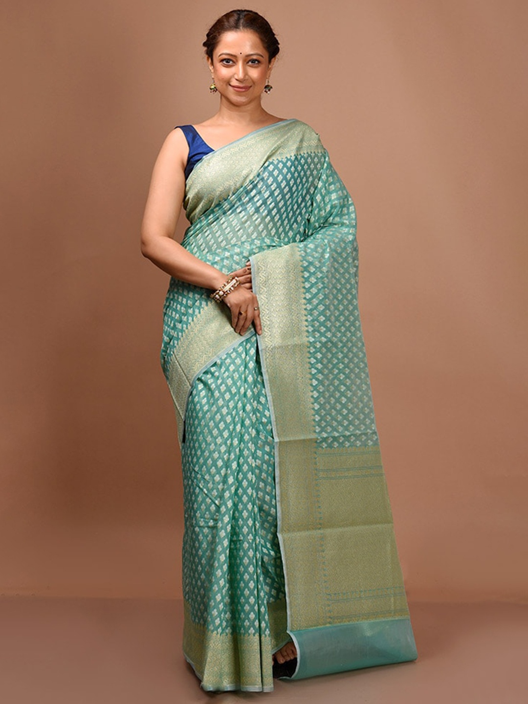 

AllSilks Ethnic Motifs Woven Design Zari Saree, Blue