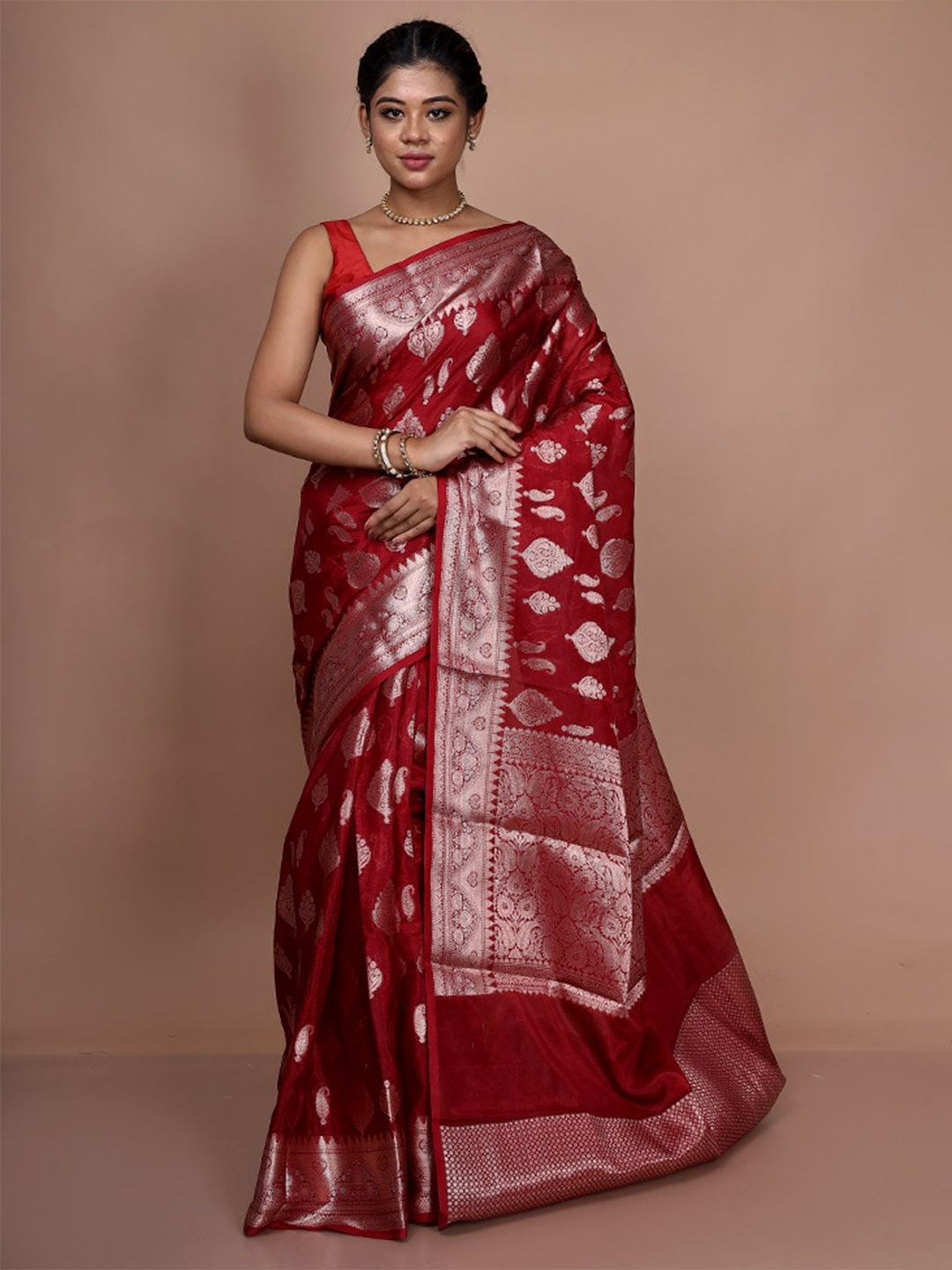 

AllSilks Woven Design Zari Saree, Maroon