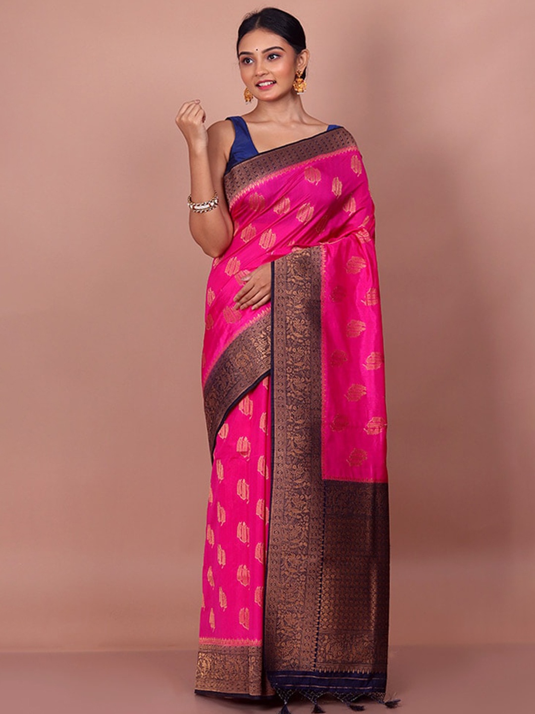 

AllSilks Ethnic Motif Zari Saree, Pink