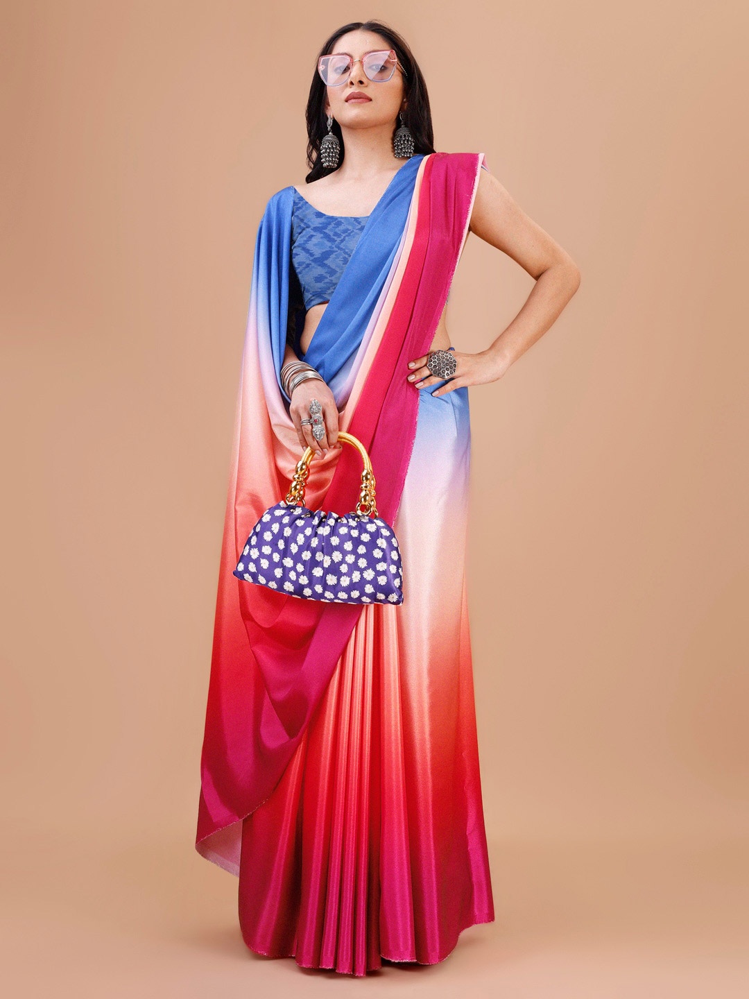 

Indian Fashionista Ombre Dyed Ikat Saree, Rose