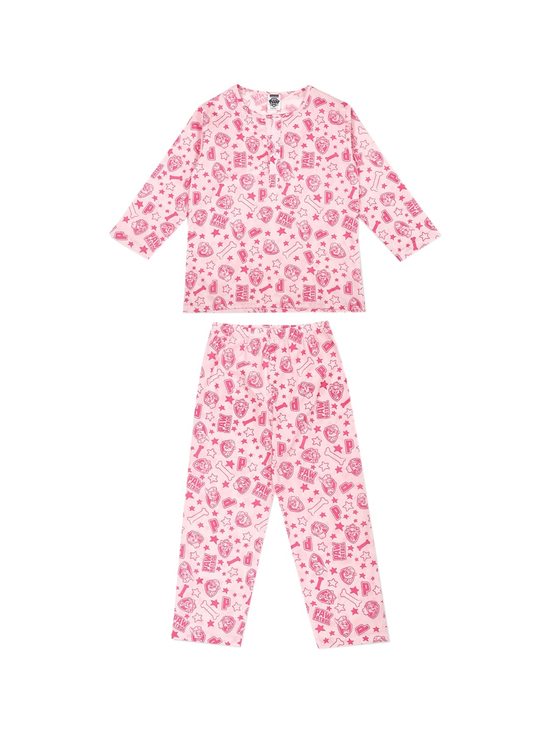 

shopbloom Kids Conversational Printed Pure Cotton Night suit, Pink