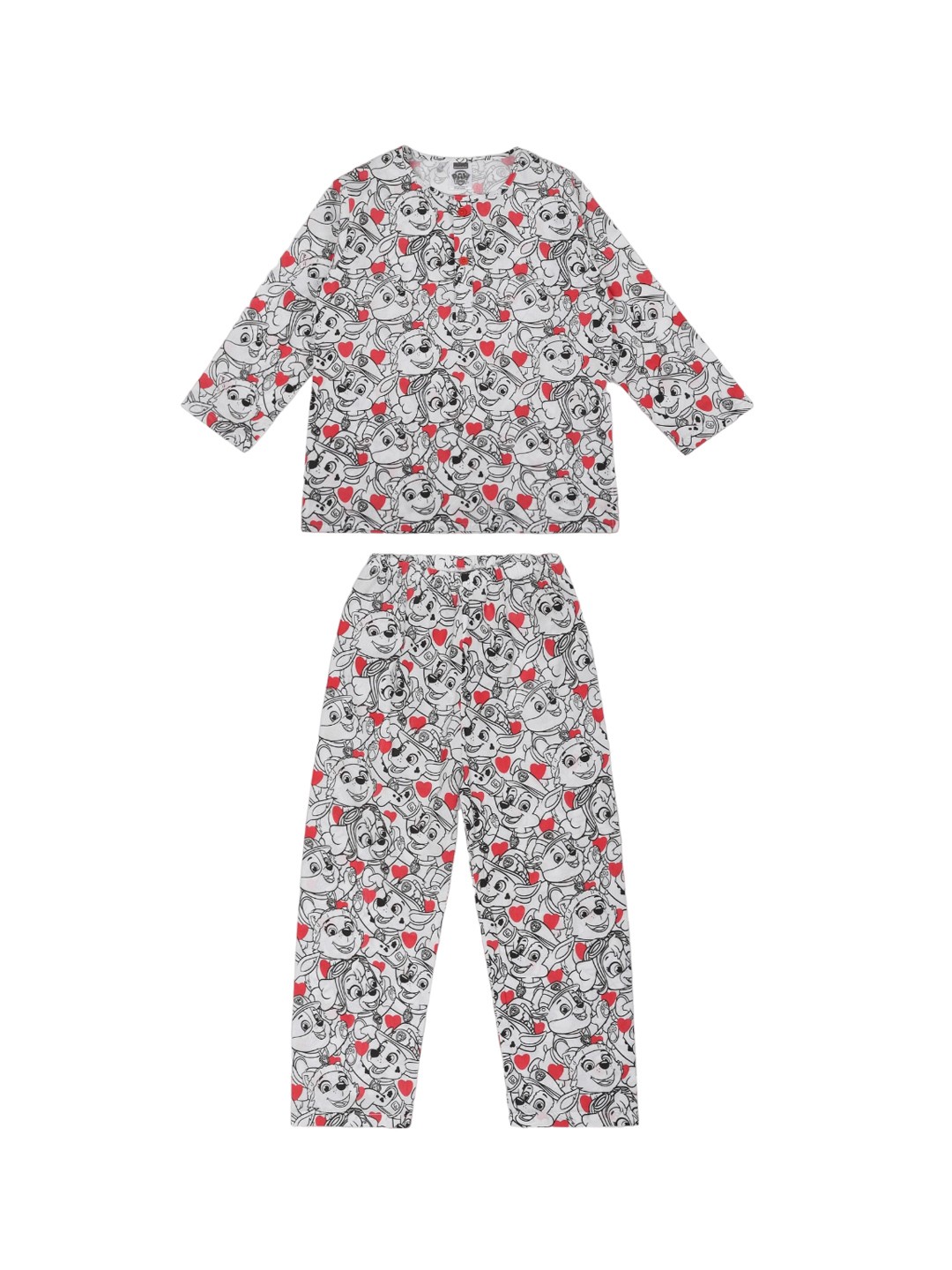 

shopbloom Kids Conversational Printed Pure Cotton Night suit, White