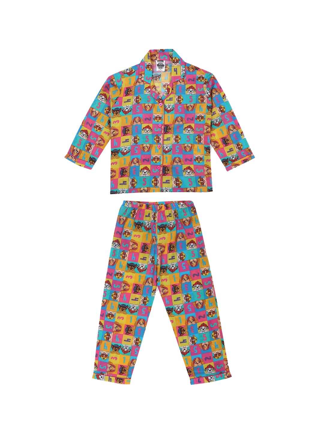 

shopbloom Kids Typography Printed Pure Cotton Night suit, Yellow