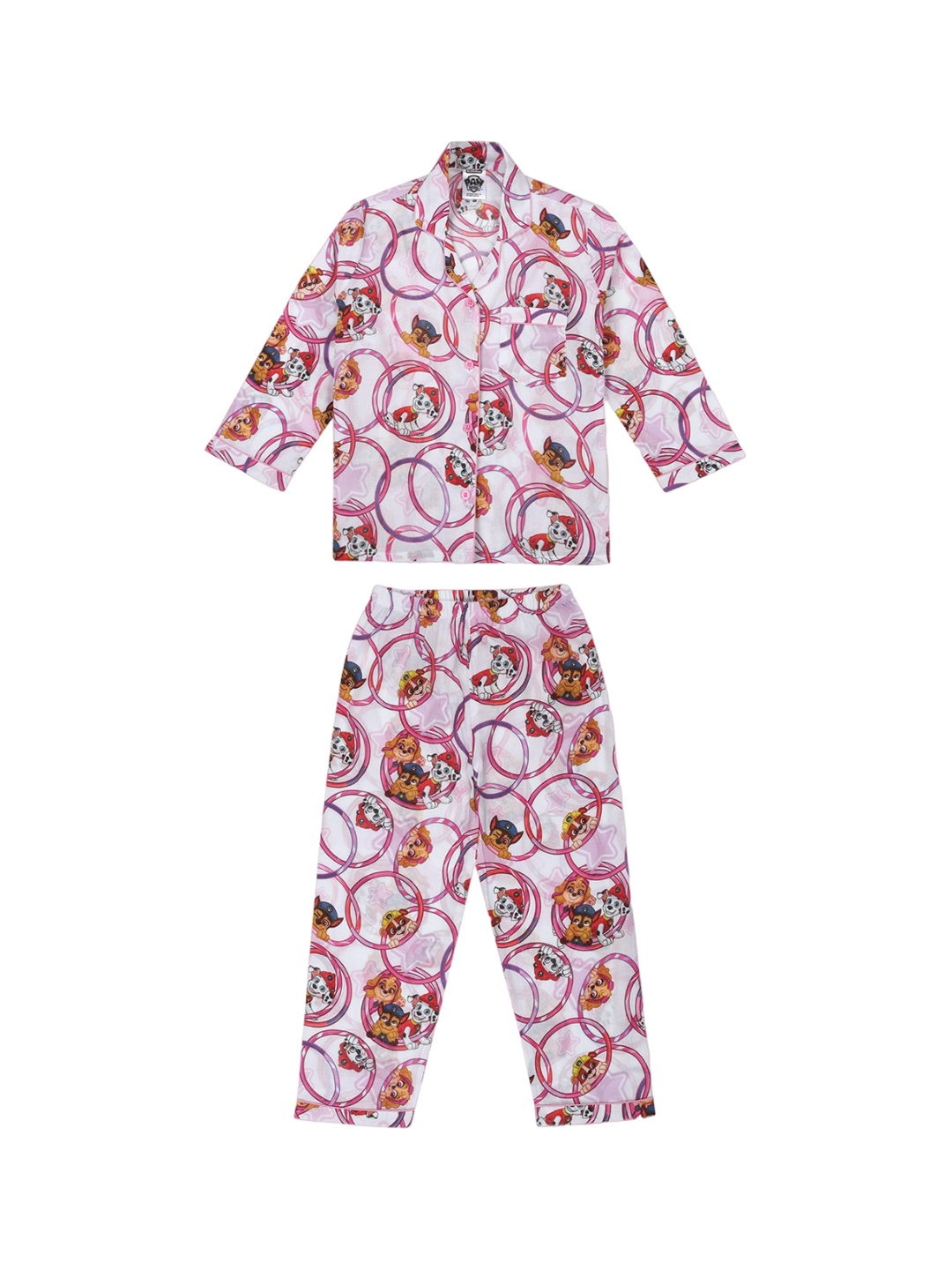 

shopbloom Kids Graphic Printed Pure Cotton Night suit, White
