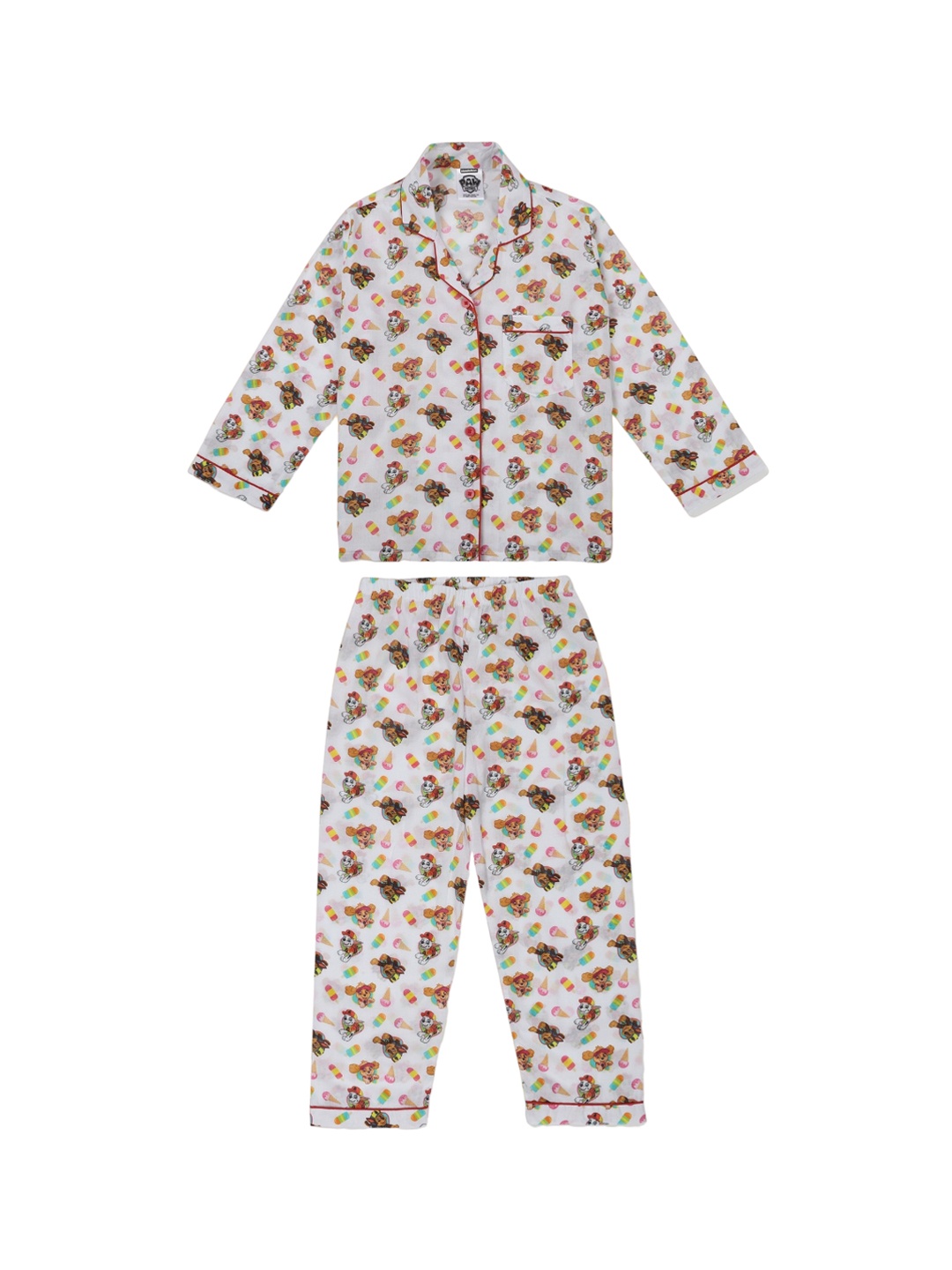 shopbloom Kids Graphic Printed Pure Cotton Night suit, White
