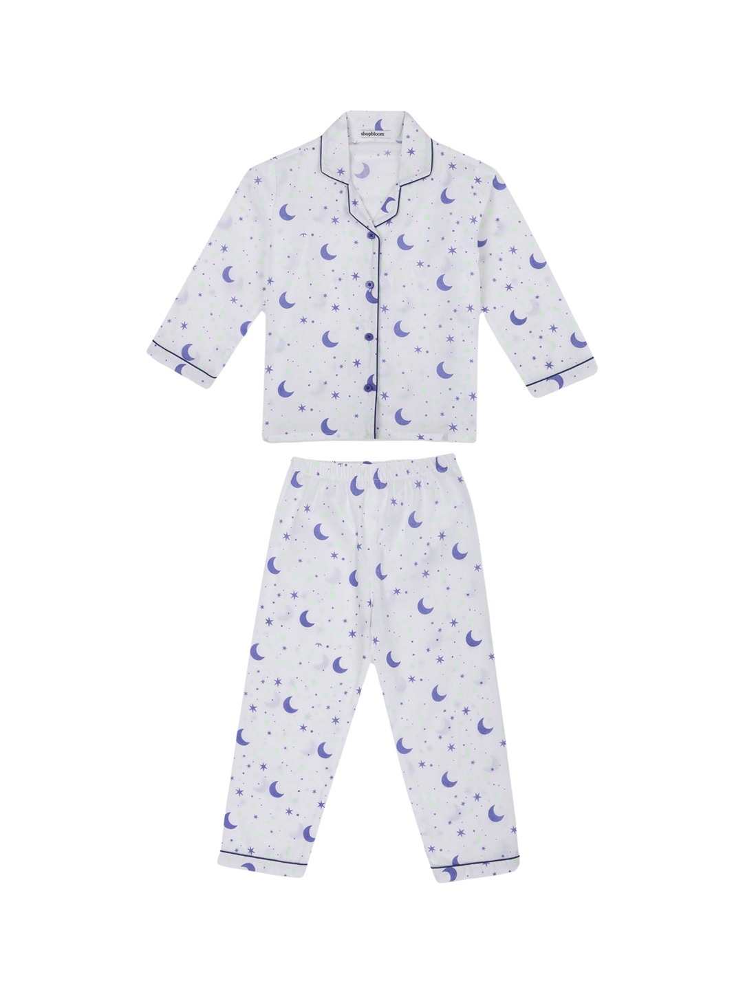 

shopbloom Kids Conversational Printed Pure Cotton Night suit, White