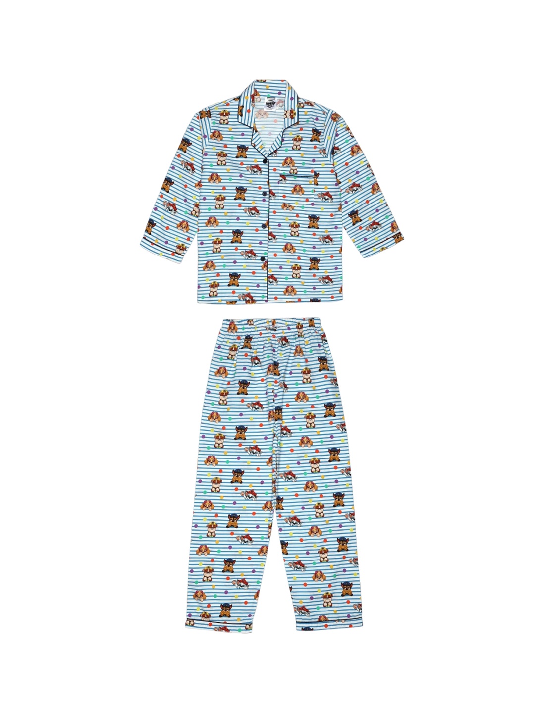 shopbloom Kids Conversational Printed Pure Cotton Night suit, White