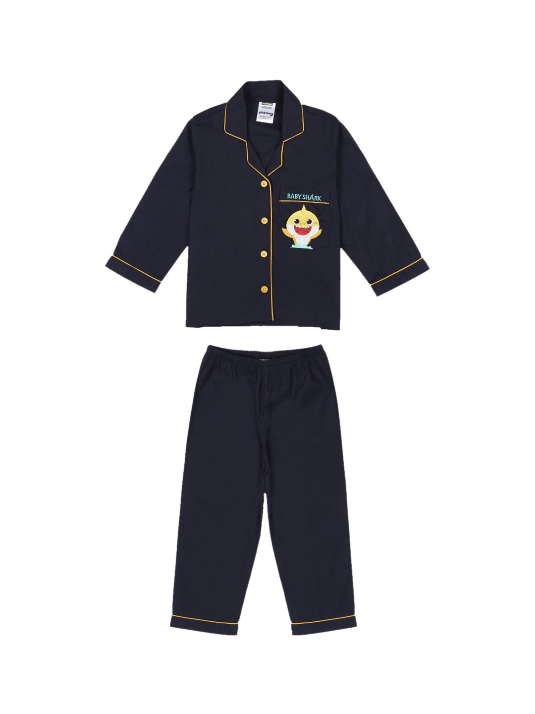 

shopbloom Kids Graphic Embroidered Pure Cotton Night suit, Navy blue