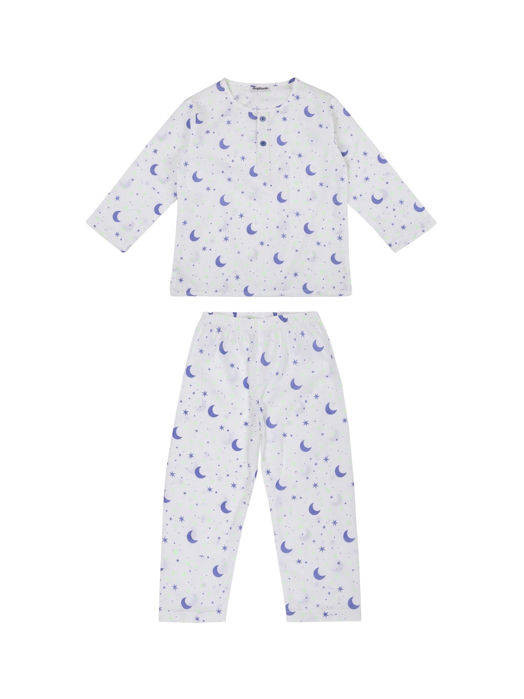 

shopbloom Kids Conversational Printed Pure Cotton Night suit, White