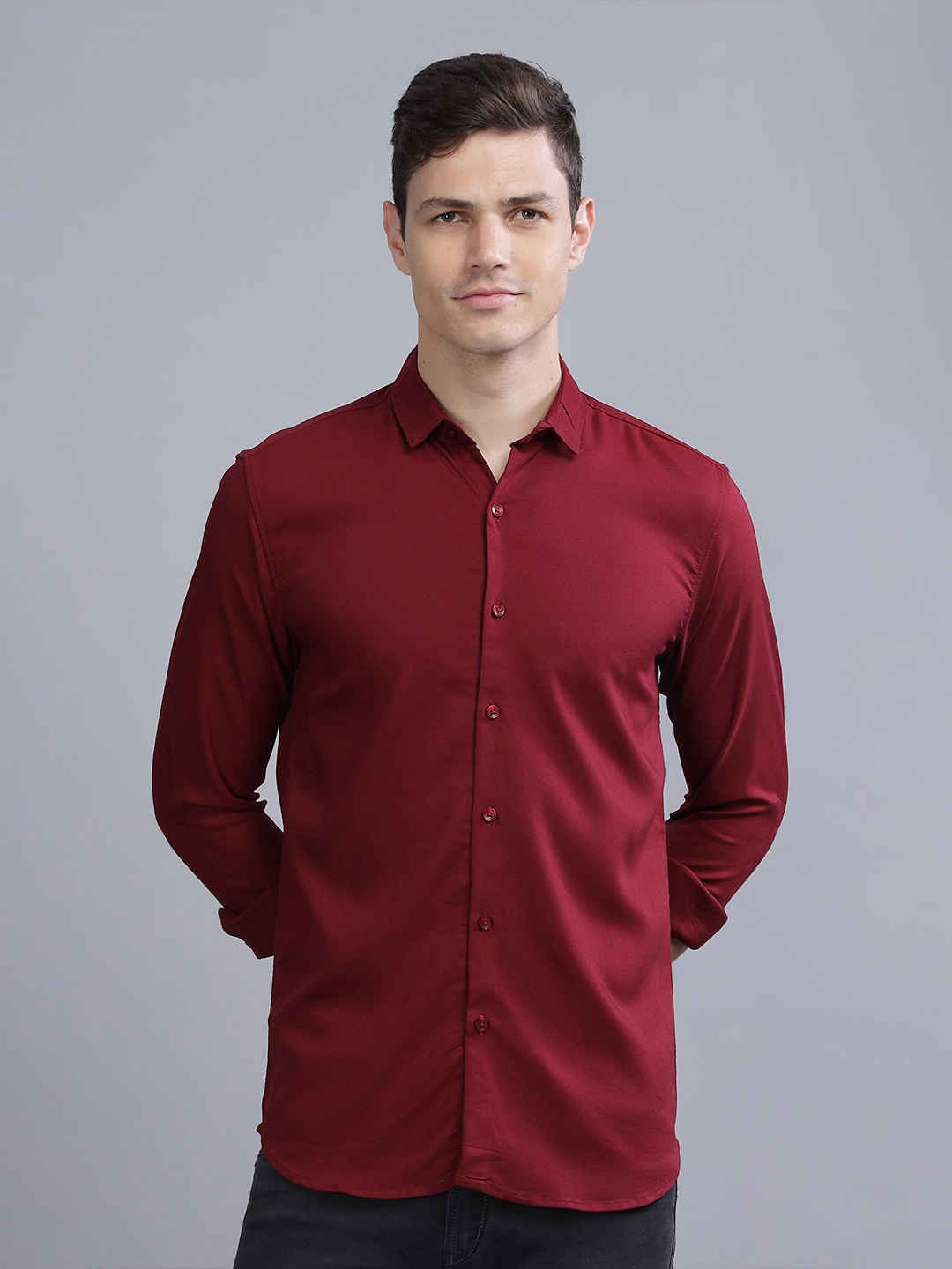 

PAUL STREET Standard Slim Fit Casual Shirt, Red