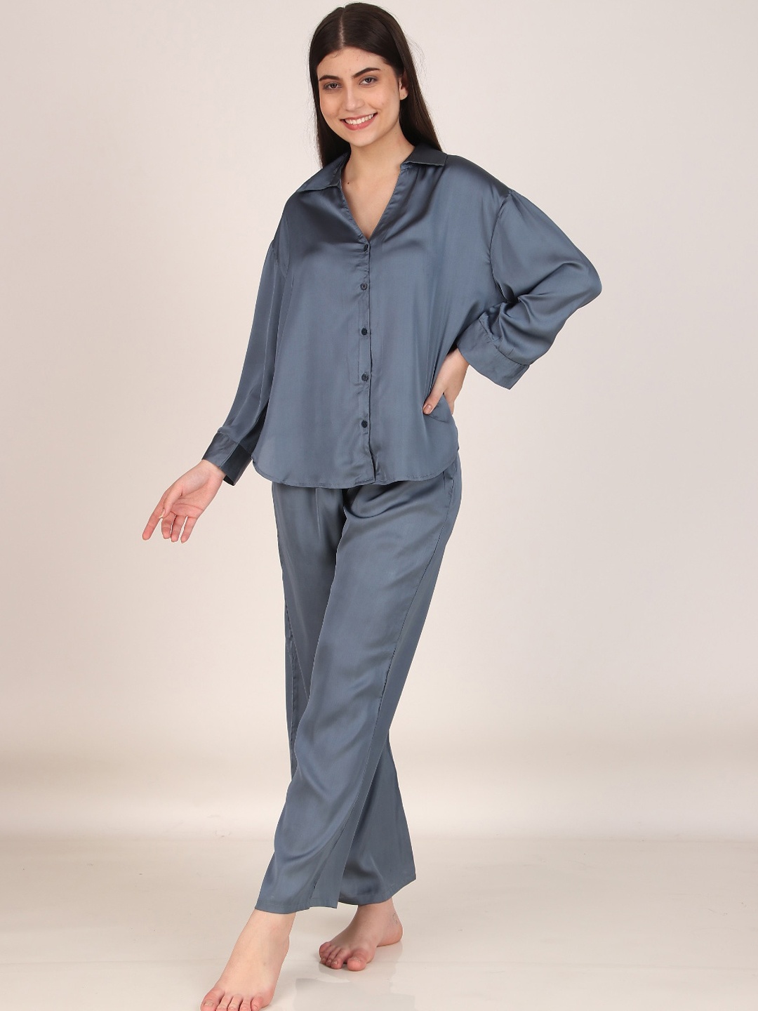 

Masha Satin Night suit, Grey