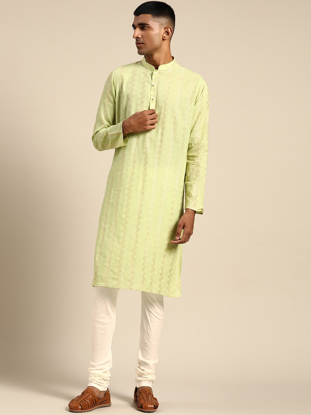 

Sangria Ethnic Motifs Woven Design Straight Kurta, Green
