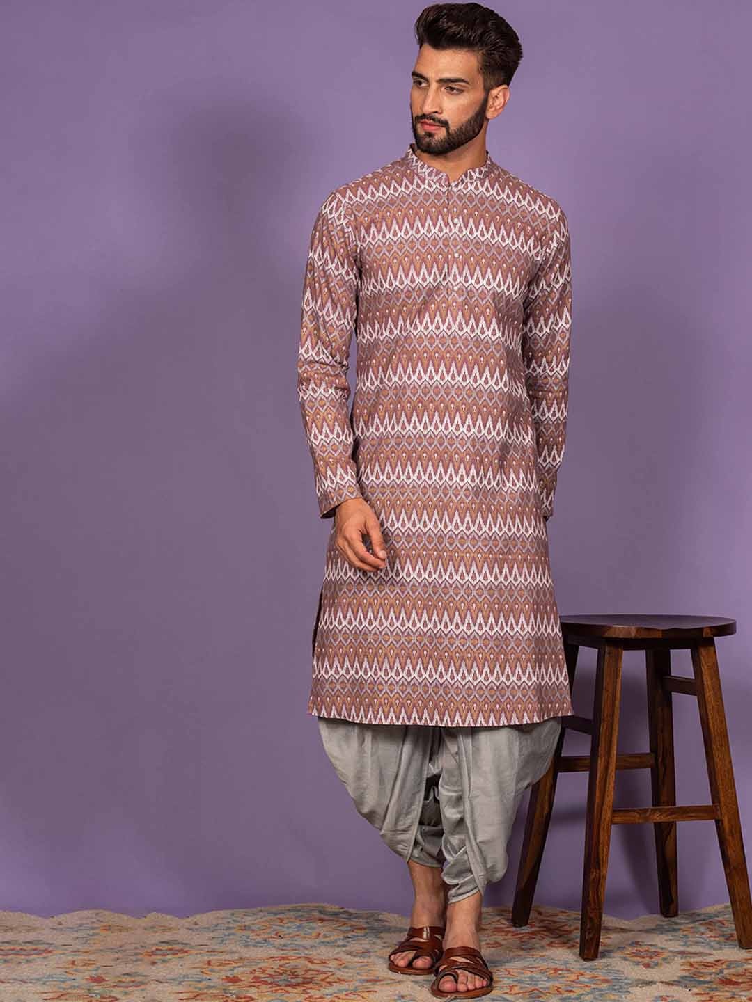 

Sangria Printed Straight Mandarin Collar Kurta, Purple