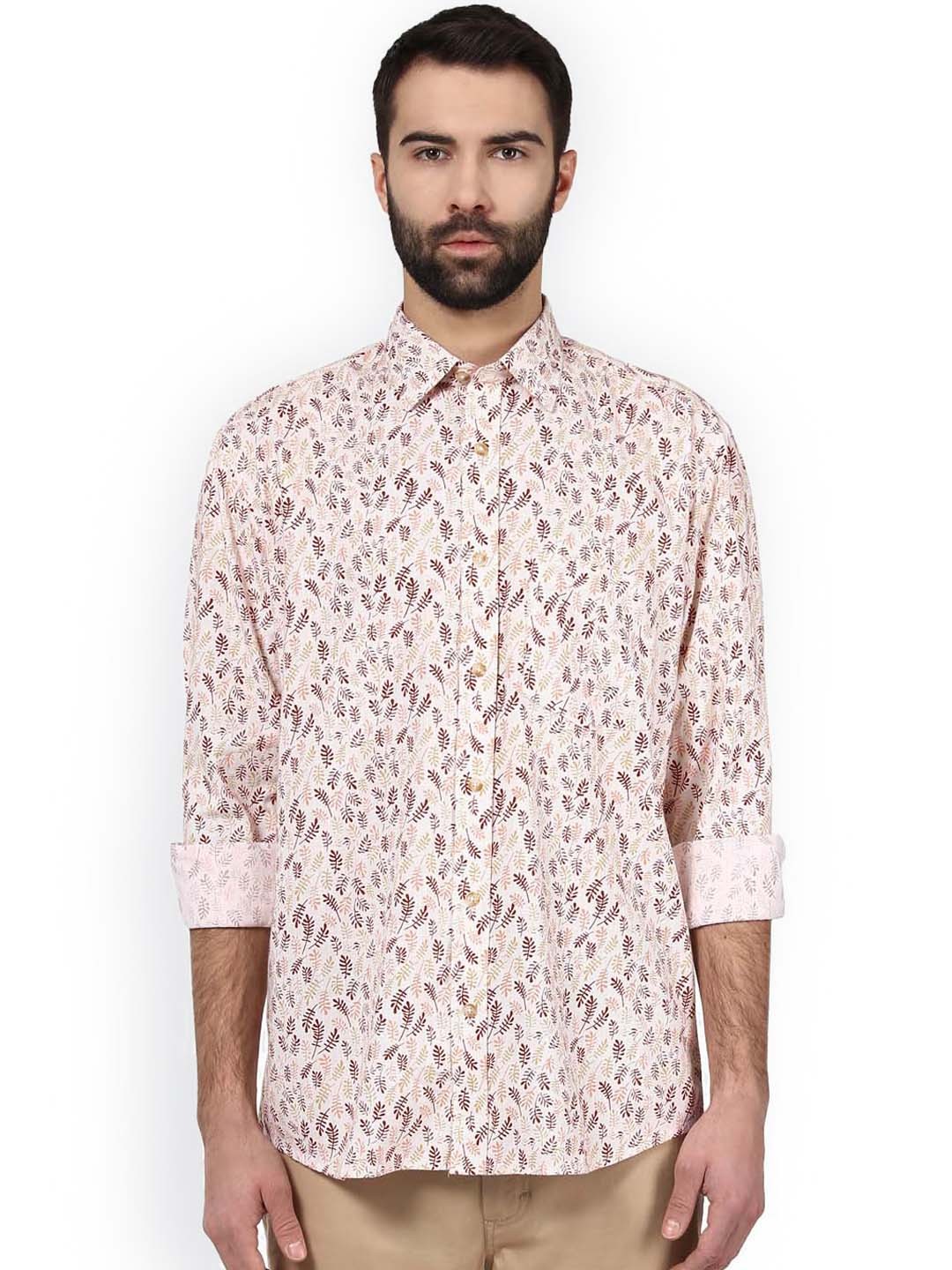 

ColorPlus Men Orange Tailored Fit Printed Casual Shirt