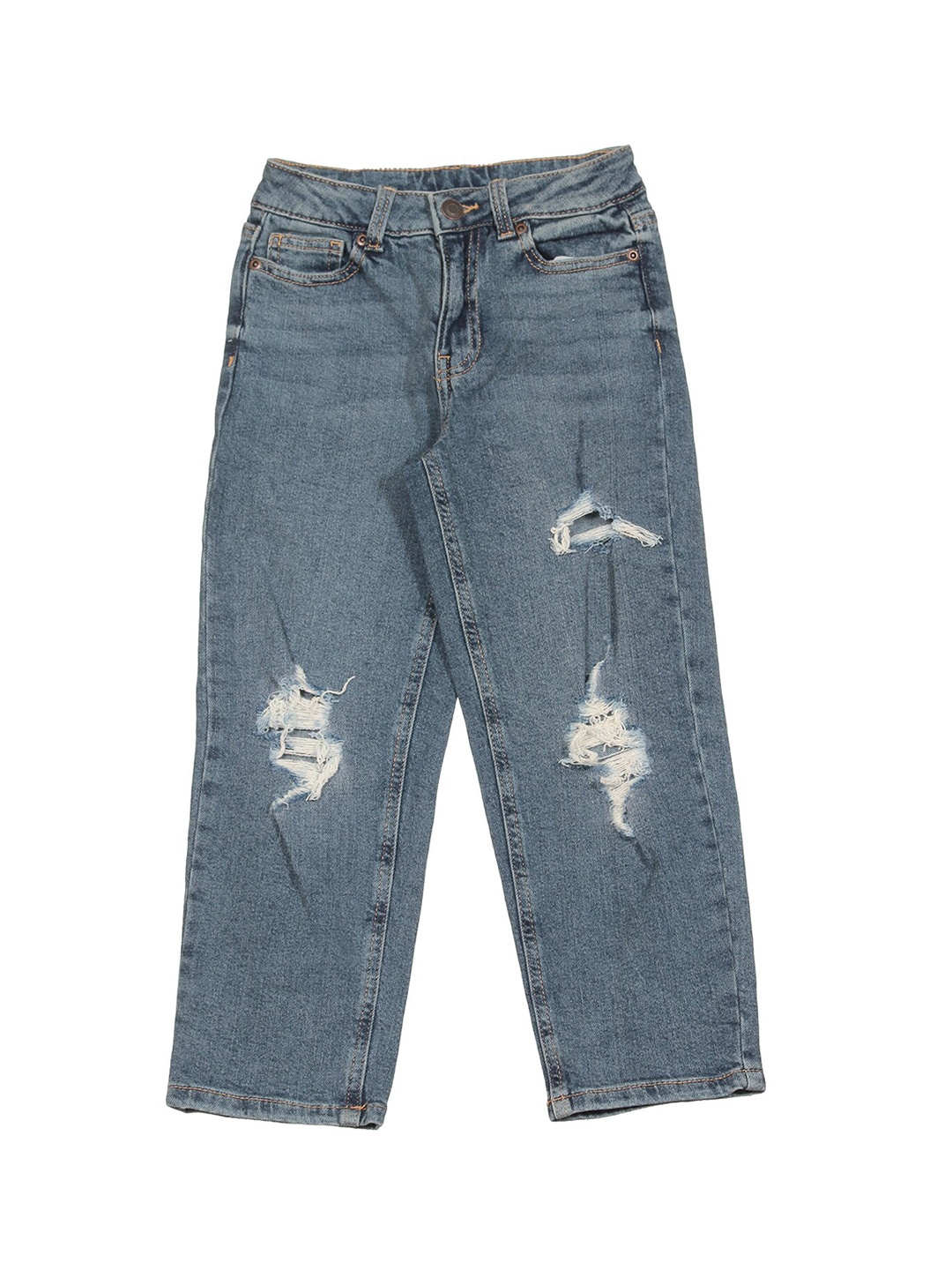 

Lil Lollipop Kids Mid-Rise Slim Fit Mildly Distressed Heavy Fade Jeans, Blue