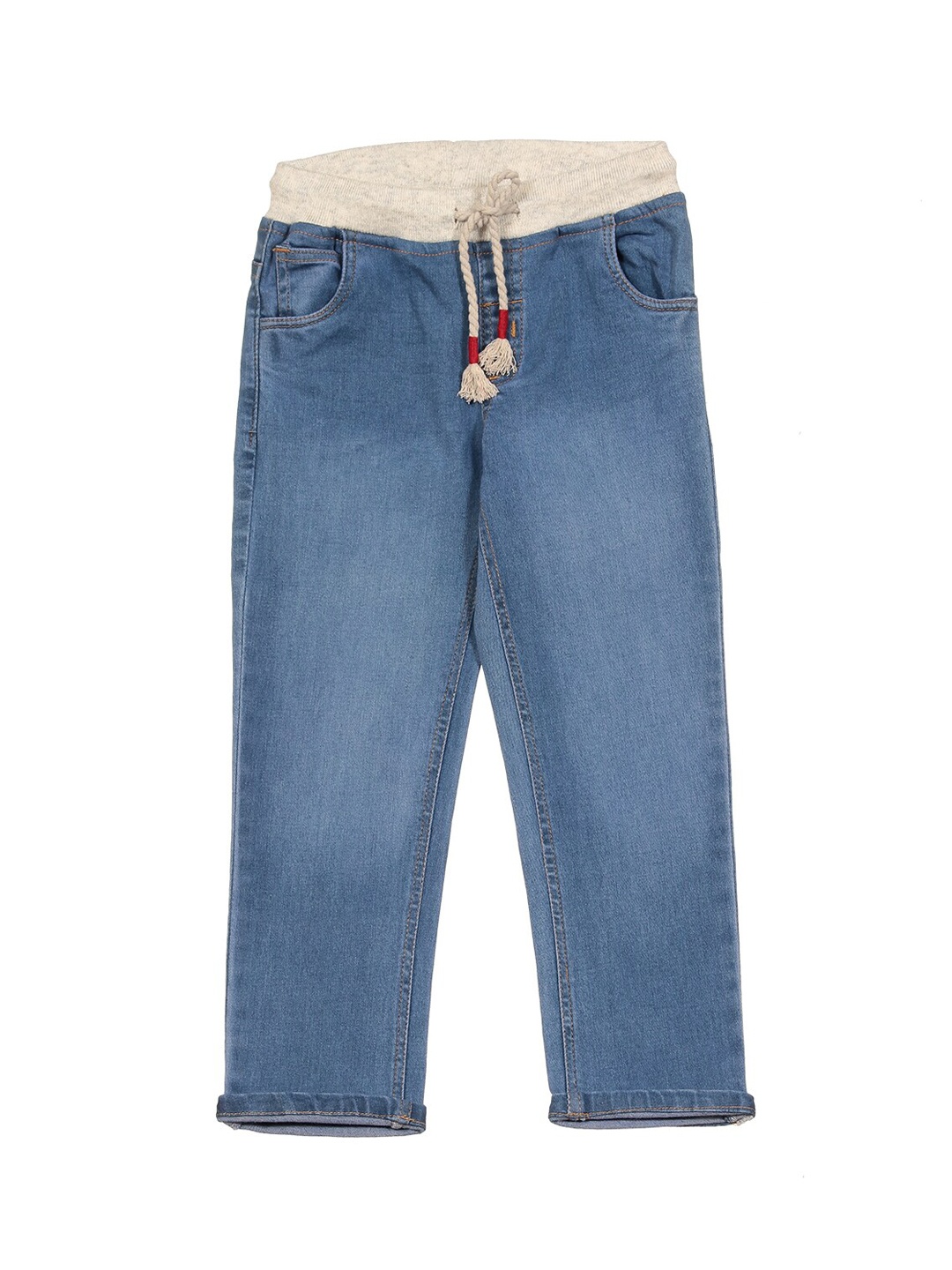 

Lil Lollipop Kids Straight Fit Light Fade Pure Cotton Jeans, Blue