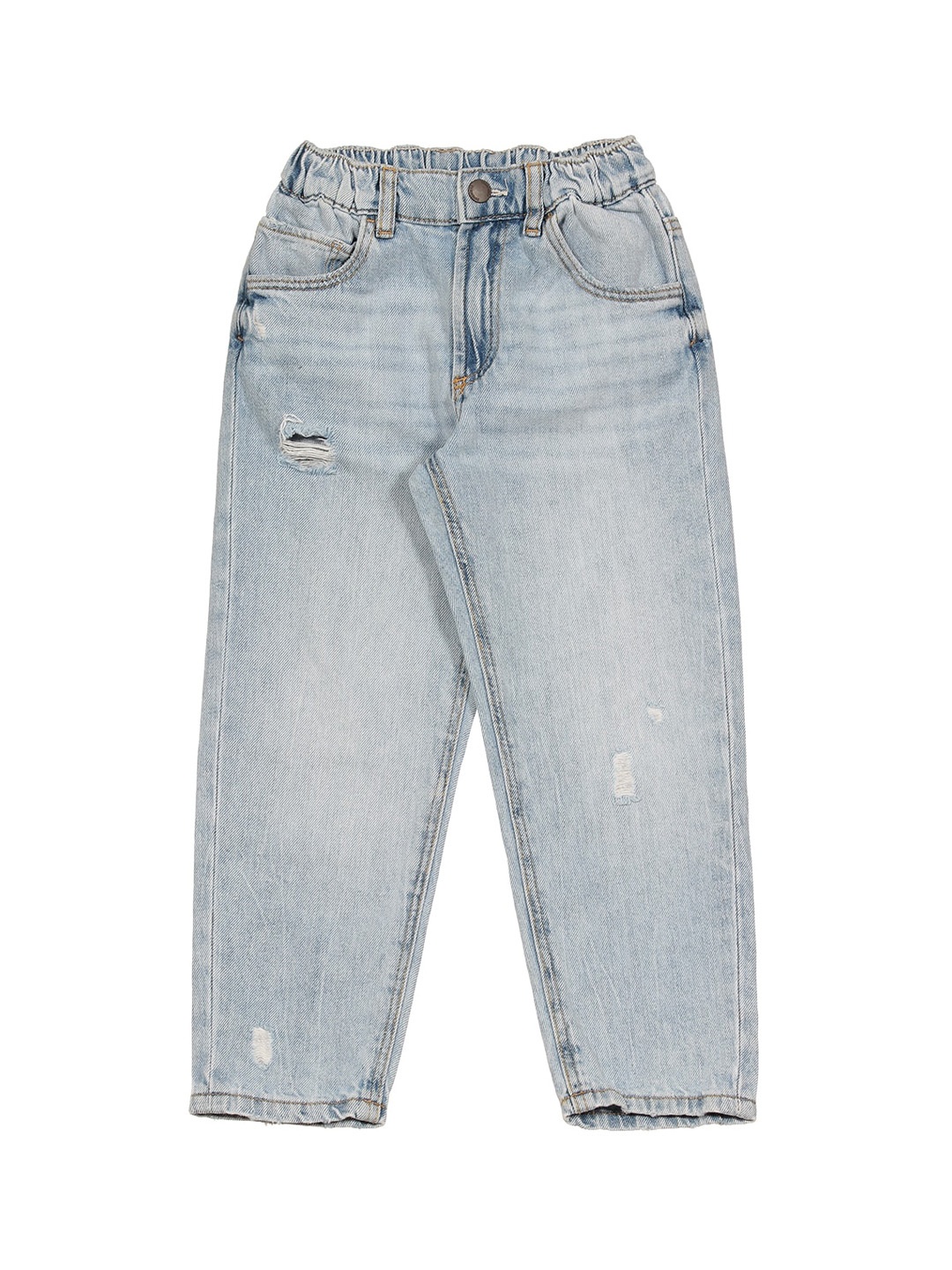 

Lil Lollipop Kids Straight Fit Mildly Distressed Heavy Fade Pure Cotton Jeans, Blue
