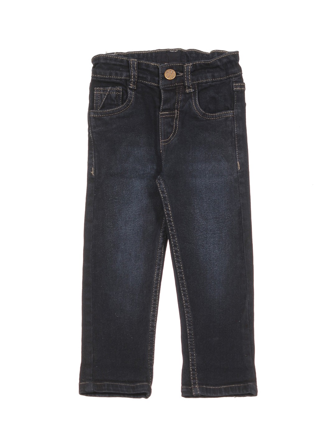 

Lil Lollipop Kids Slim Fit Clean Look Light Fade Pure Cotton Jeans, Navy blue
