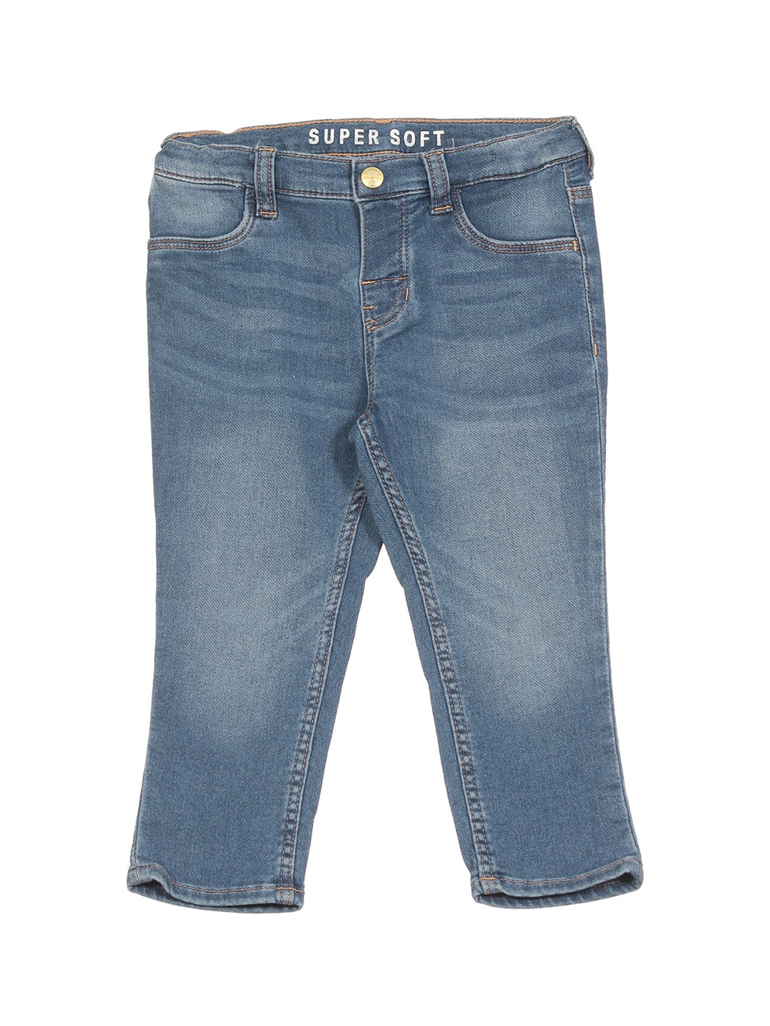 

Lil Lollipop Kids Slim Fit Light Fade Clean Look Stretchable Jeans, Blue