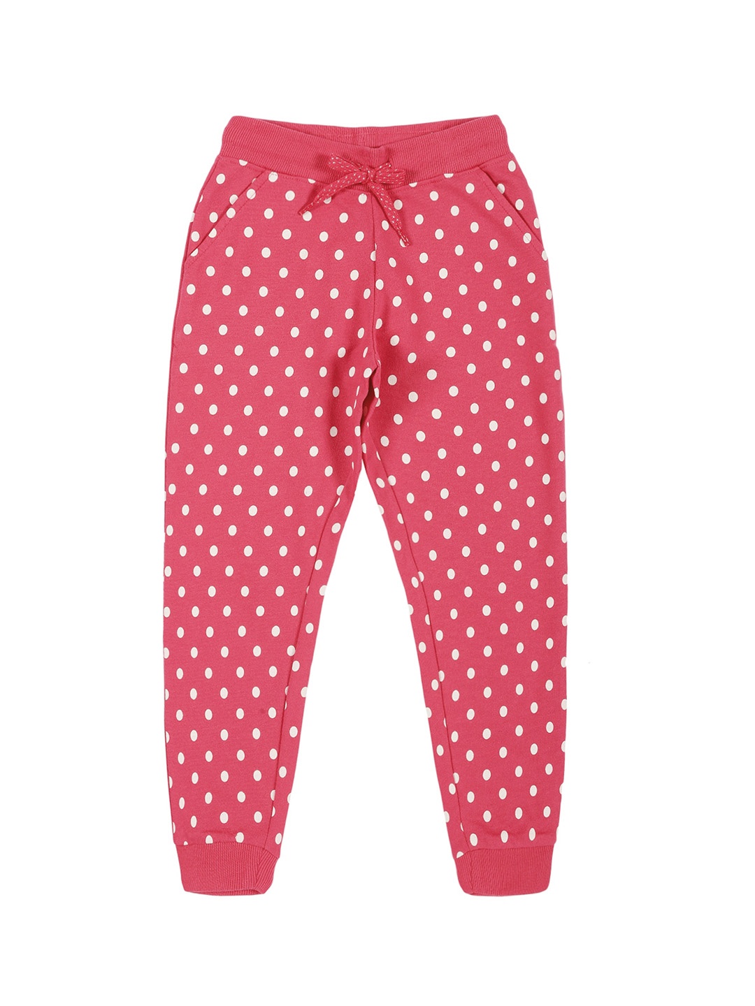 

PLUM TREE Girls Polka-Dot Printed Pure Cotton Joggers, Pink