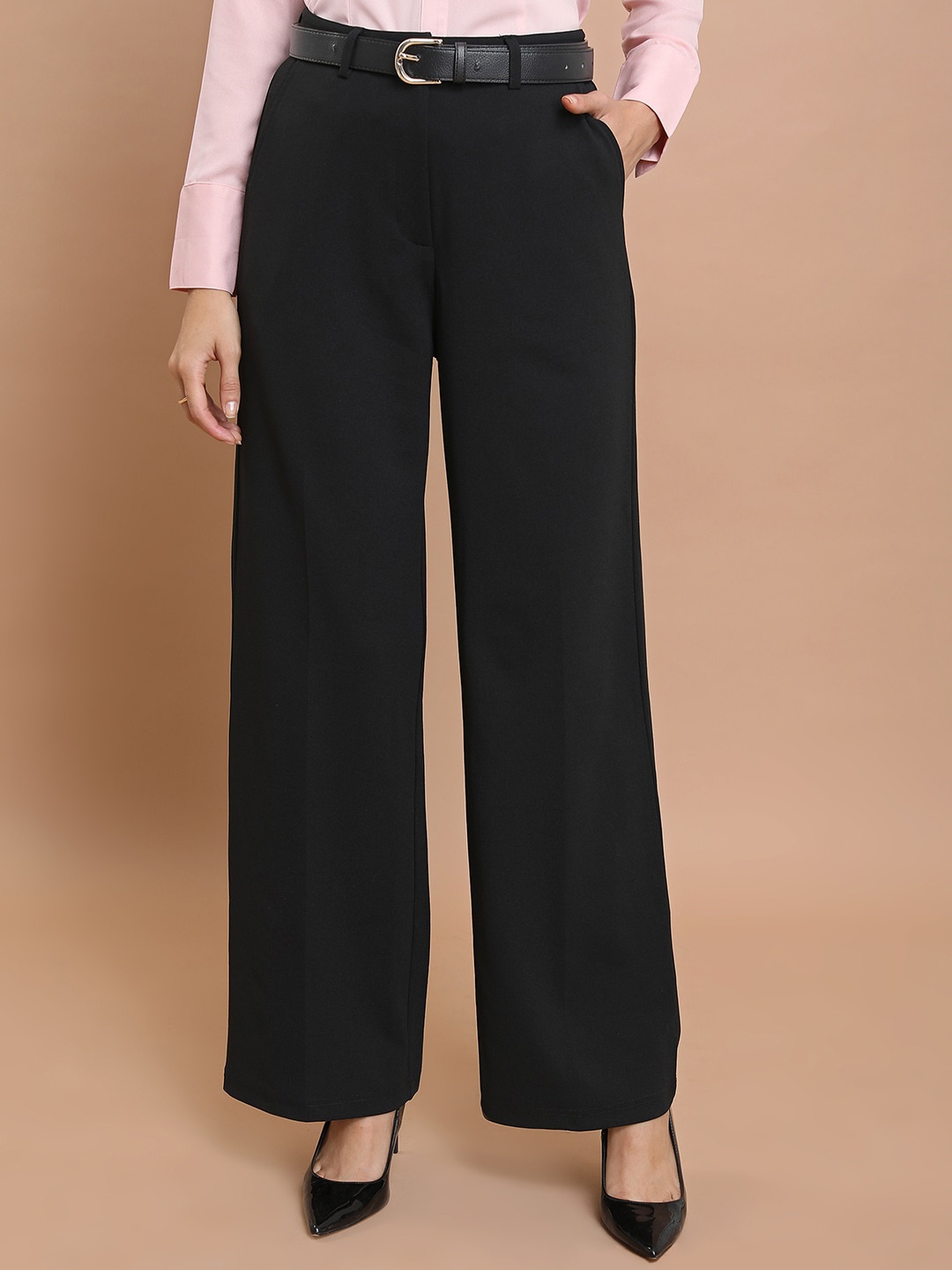 

KETCH Women Flared Parallel Trousers, Black