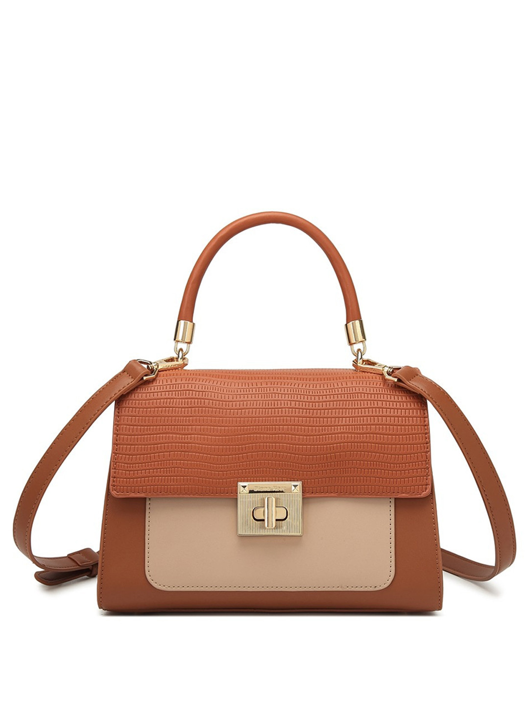 

Diana Korr Textured PU Structured Handheld Bag, Brown