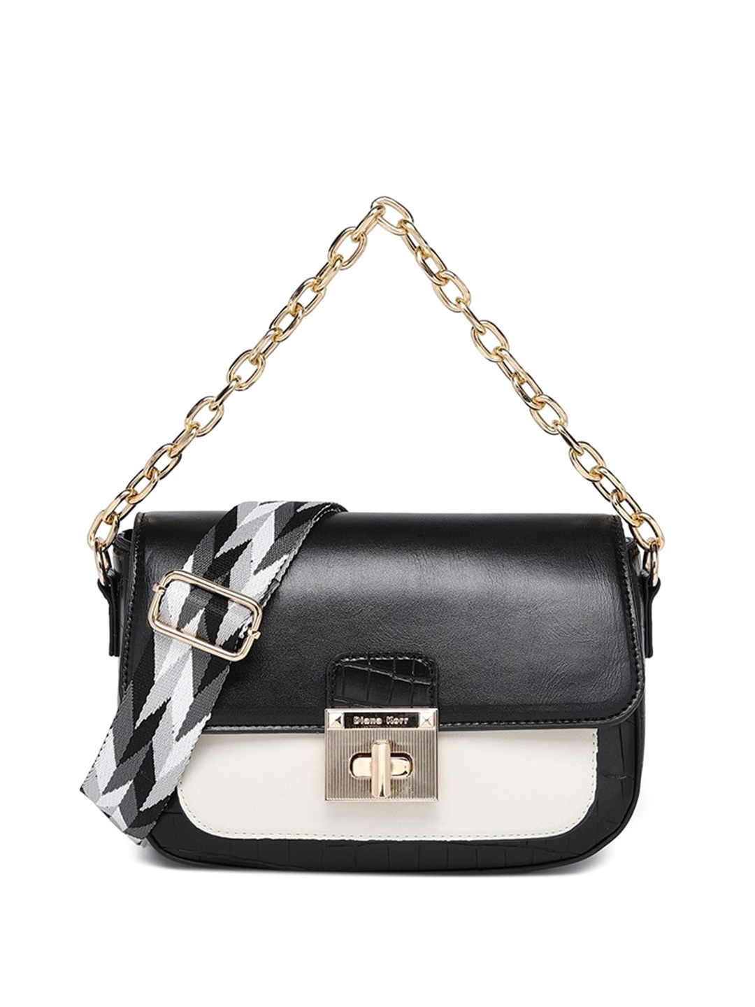 

Diana Korr Colourblocked Structured Sling Bag, Black