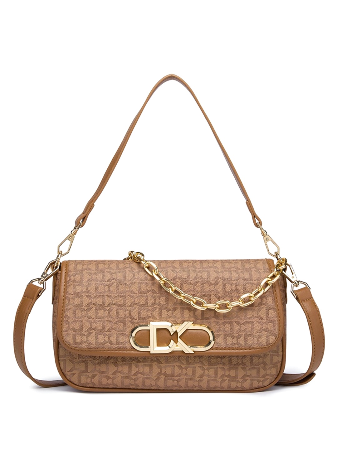 

Diana Korr Brand Logo Printed Structured Satchel, Tan