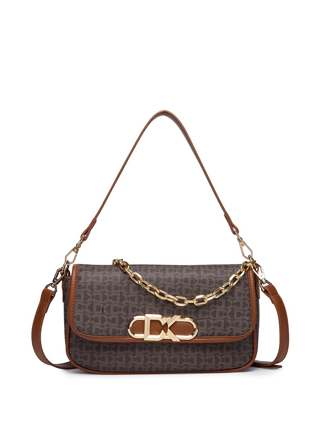 

Diana Korr Messi Mini Infinty Printed Structured Satchel Bag, Brown