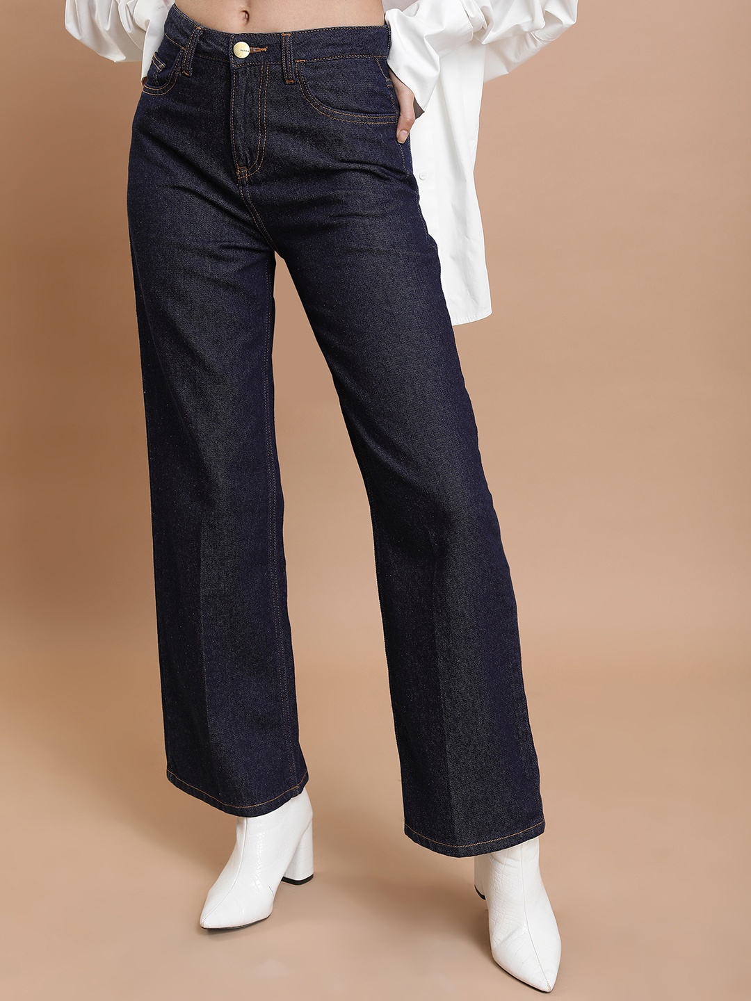 

KETCH Women Flared Fit Clean Look Cotton Jeans, Blue