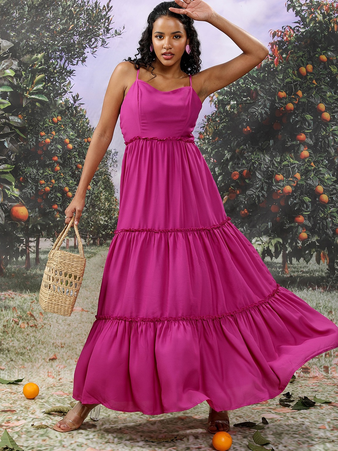 

Tokyo Talkies Sleeveless Tiered Maxi Dress, Pink