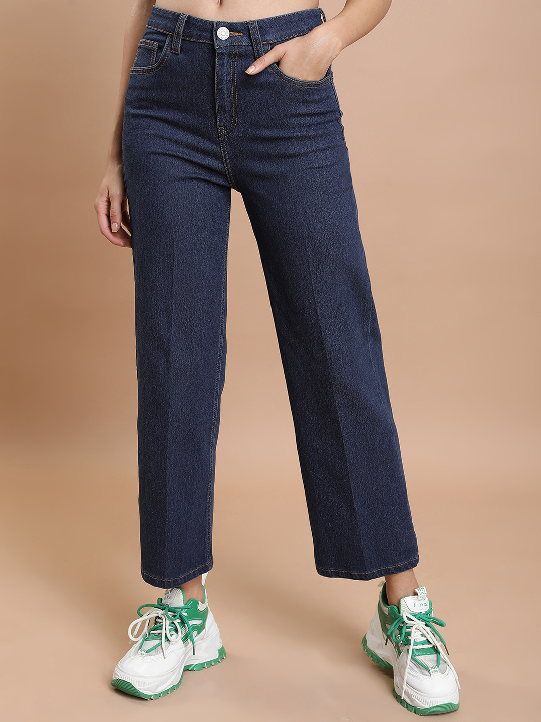 

Basics By Tokyo Talkies Women Flared Light Fade Stretchable Jeans, Blue