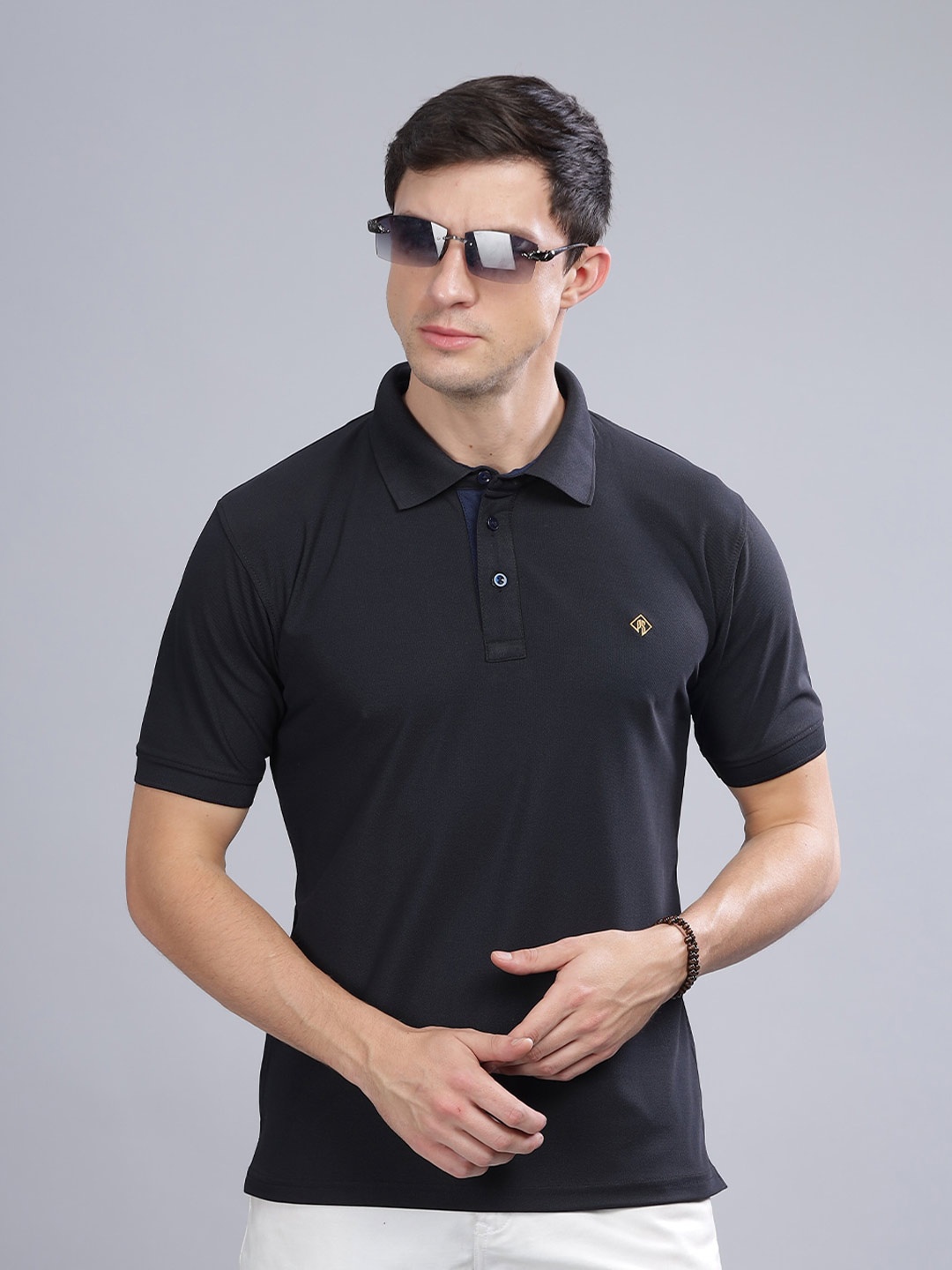 

PAUL STREET Polo Collar Moisture Wicking Slim Fit Sports T-Shirt, Black