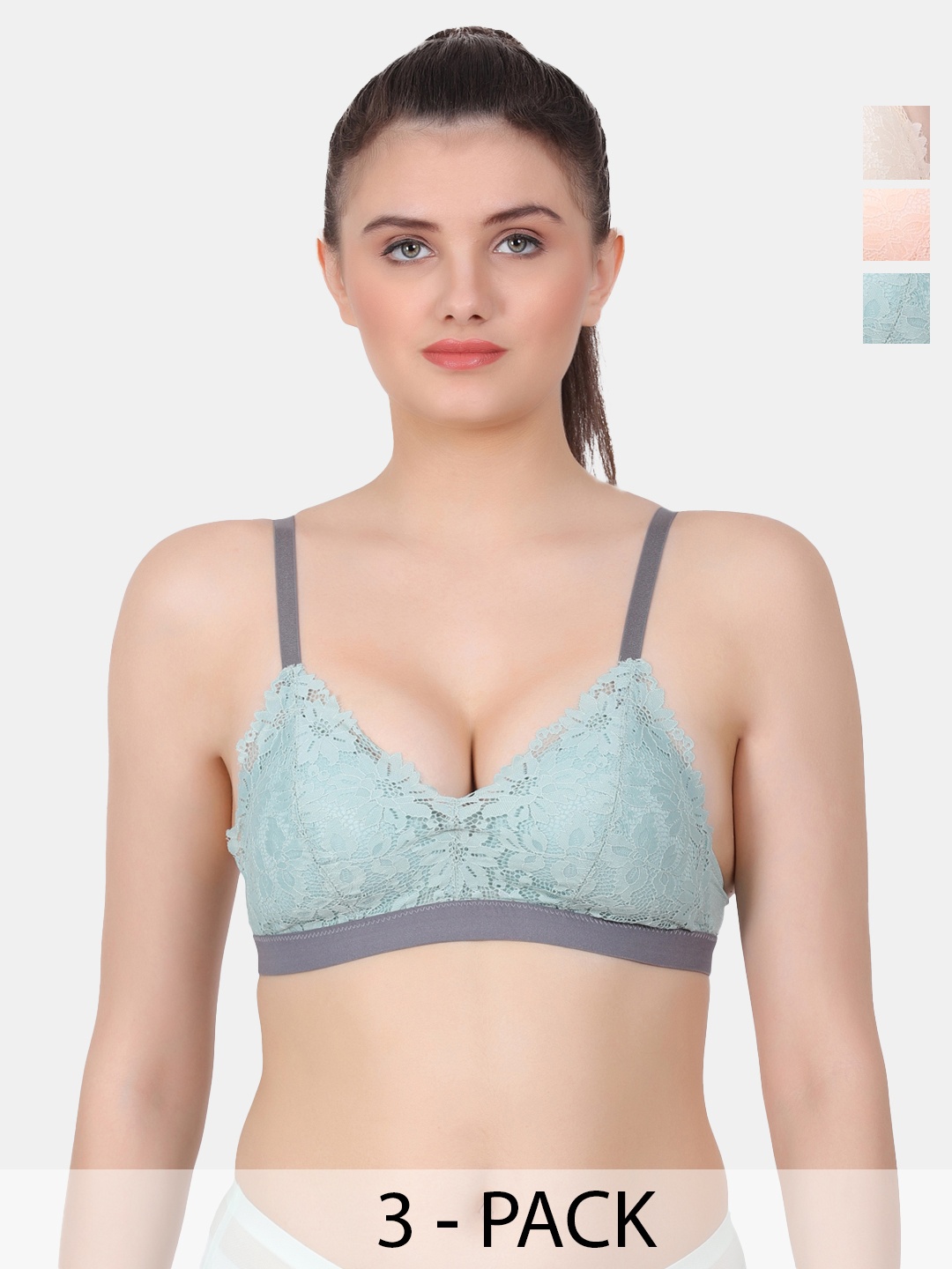 

Amour Secret Pink & Peach-Coloured Floral Bra Full Coverage Lightly Padded