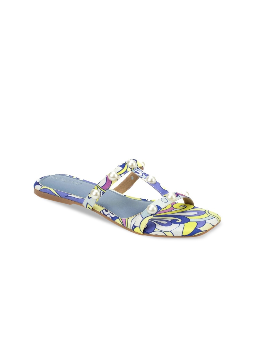 

TIC TAC TOE Printed Open Toe Flats, Purple