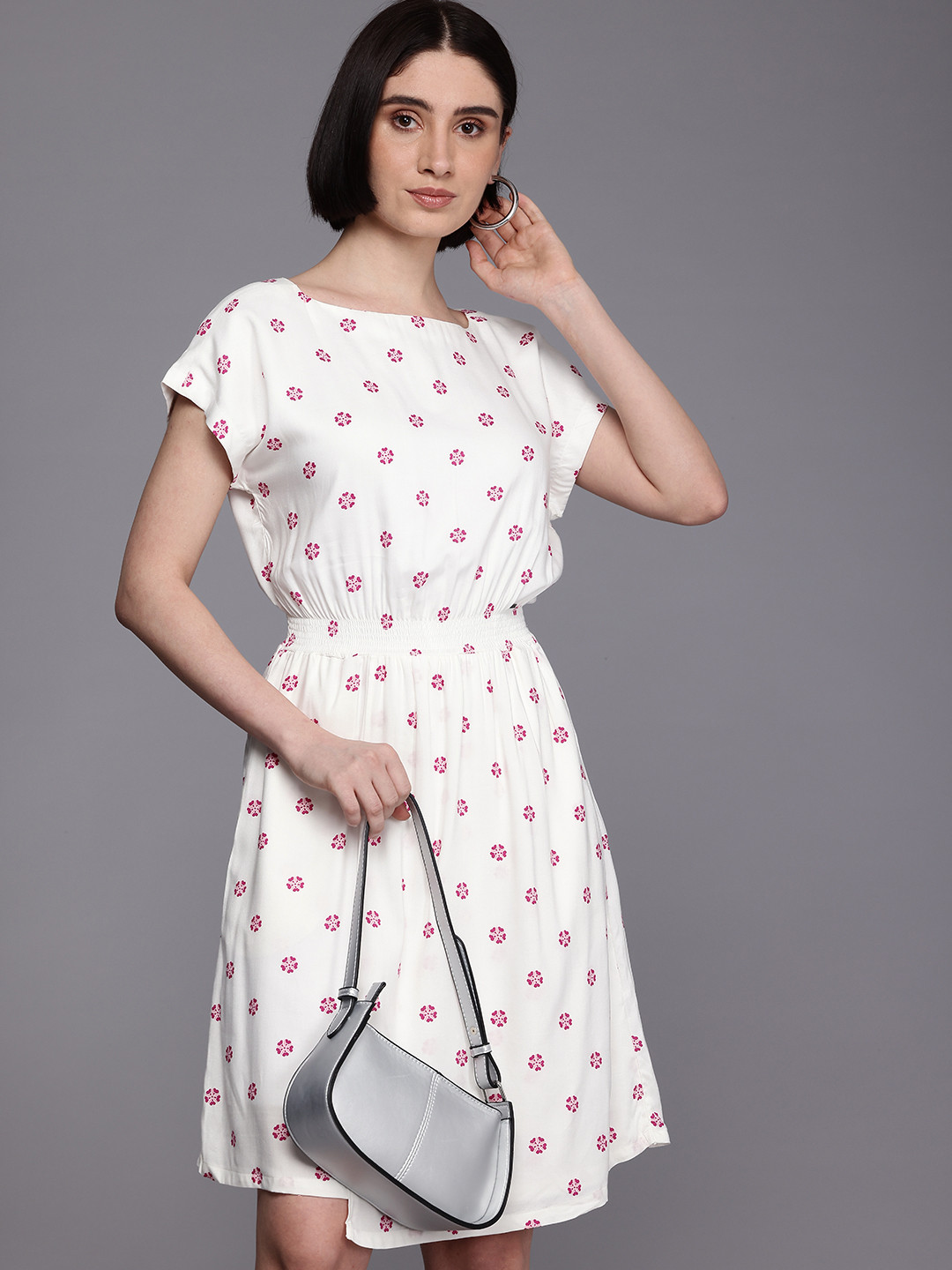 

Allen Solly Woman Floral Printed Fit & Flare Dress, White