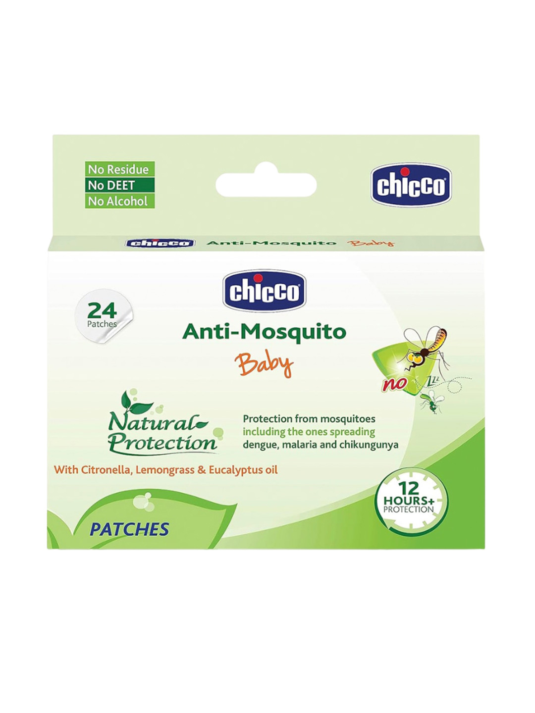 

Chicco Anti-Mosquito Baby Patches For Natural Protection With Citronella - 24 Patches, Green