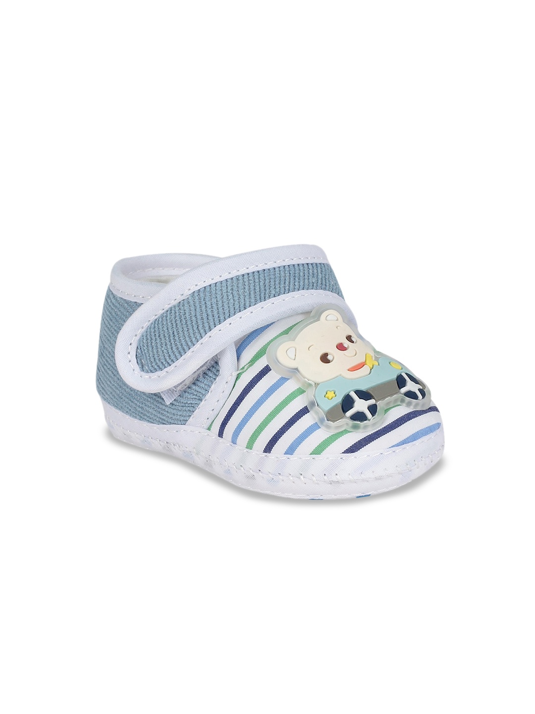 

Lil Lollipop Infants Striped Bear-Detailed Socks Booties, Blue
