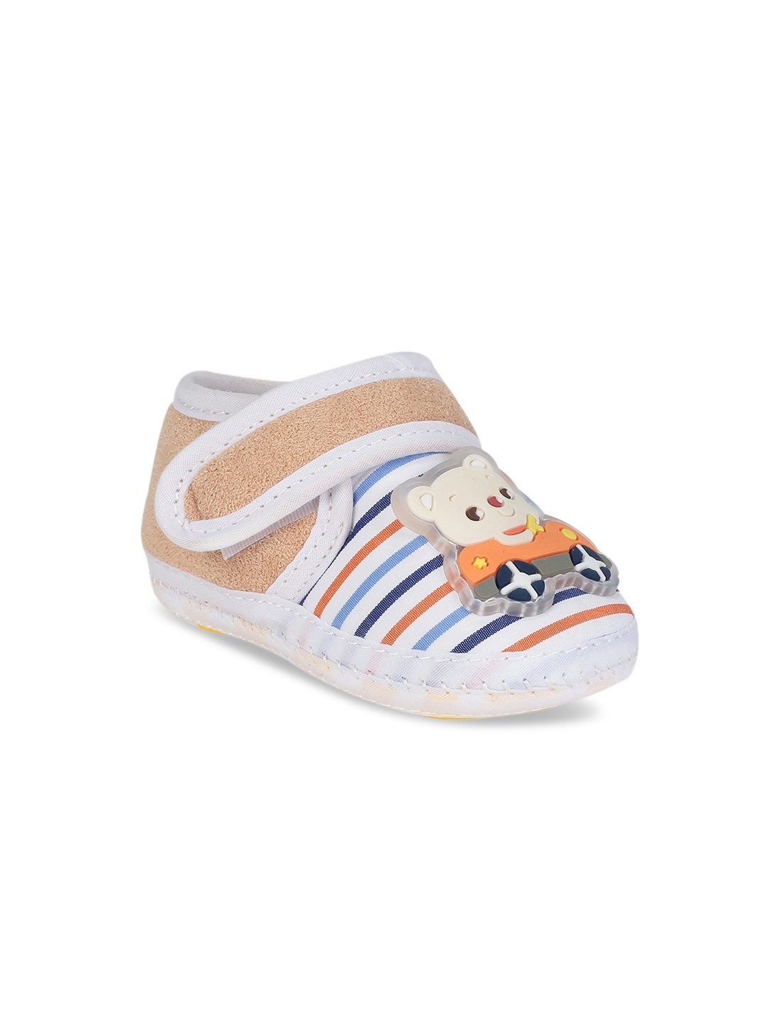 

Lil Lollipop Infants Striped Bear-Detail Socks Booties, Beige