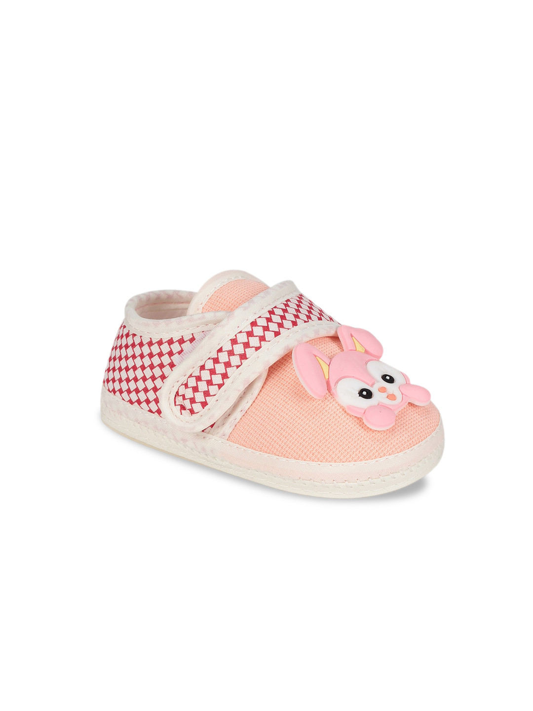 

Lil Lollipop Infants Checked Rabbit-Detail Booties, Orange
